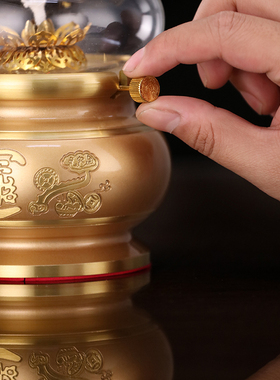 黄铜酥油灯盏佛前家用莲花防风