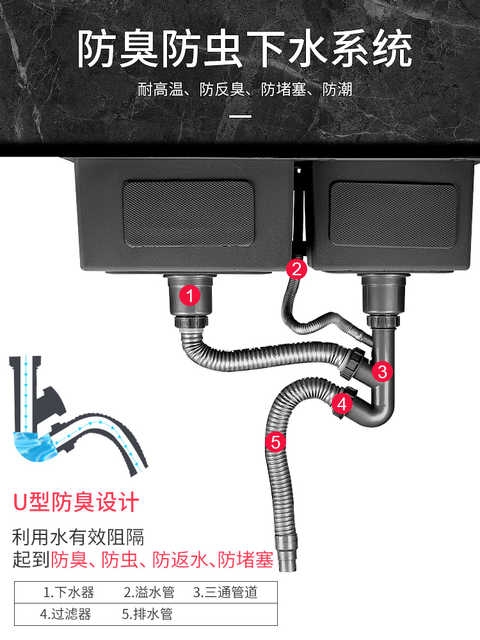 黑色纳米水槽双槽厨房手工洗菜盆304加厚不锈钢大号洗碗池/槽家用