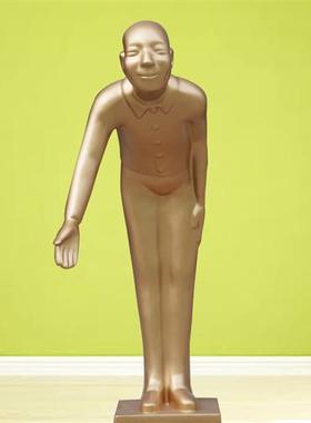 玻璃钢鞠躬迎宾人物雕塑酒店餐厅开业礼门口招财树脂落地摆件