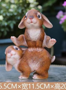 花园兔子摆件大号落地园林景观兔子装饰花园庭院大白兔玻璃钢雕塑