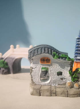 中式古典建筑模型李白微景观摆件