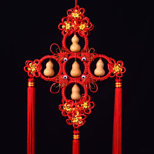 Китайская тыква подвеска натуральная крыльца висят свадебный свадебный Новый год Пяти благословения персонаж подвесной ювелирные изделия, чтобы переместить домой дверь