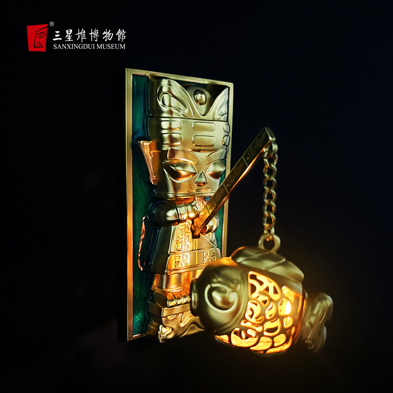 三星堆博物馆文创祈福发光冰箱贴青铜神树磁贴冰箱装饰旅游纪念品