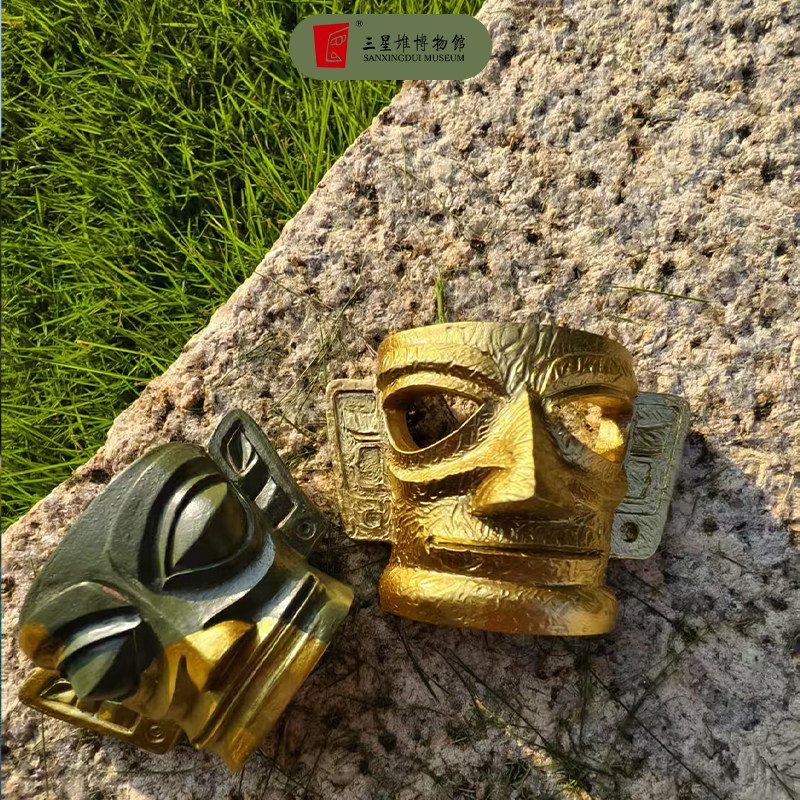 三星堆冰箱贴博物馆文创周边树脂立体创意磁吸装饰黄金面具冰箱贴