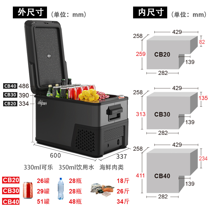 大磐车载冰箱压缩机制冷12v24v车家两用冷冻冷藏货车车用小型冰柜