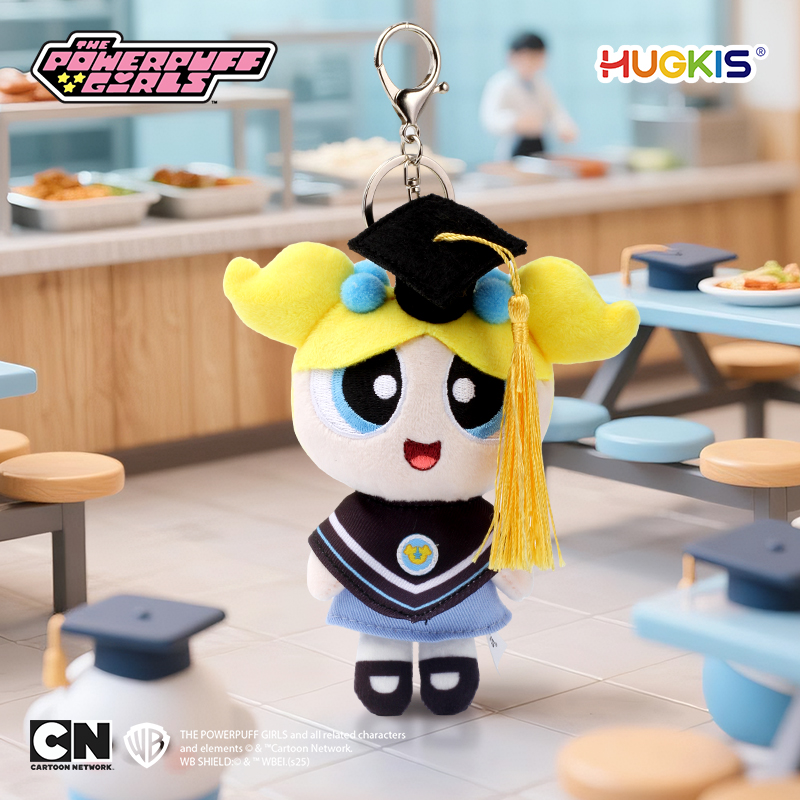 HUGKIS飞天小女警毕业季毛绒挂件学士服玩偶公仔送同学朋友礼物 - 图1