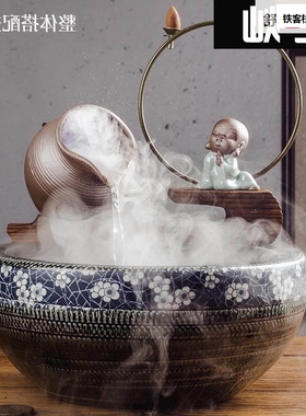 梵志瓷中式流鱼缸循小号环假山出水口喷摆件泉水器瀑陶布配件装饰