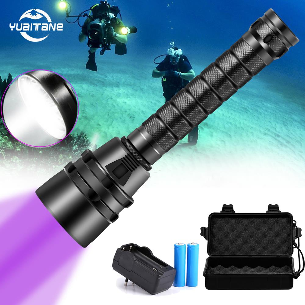 推荐6000LM Scuba LED Diving Flashlight 5L2 5UV Flash Light L - 图0