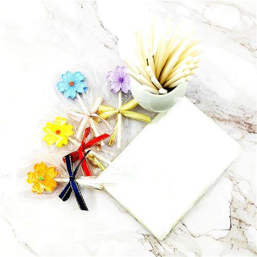 蛋糕卷雪糕棒棒糖包装糖果奶酪胶袋蝴蝶结扎丝棒透明包装纸三件套 - 图1