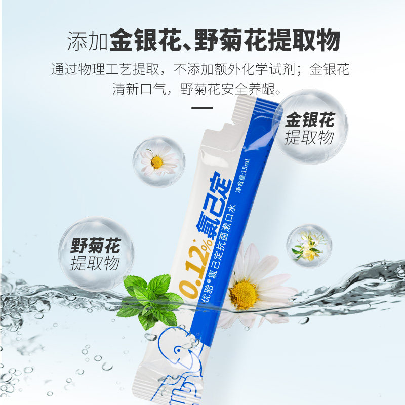 优牙合茉莉/玫瑰各2+氯己定4条漱口水试用装8条便携条装一次性,淘宝优惠券,粉丝福利购,淘宝优惠卷