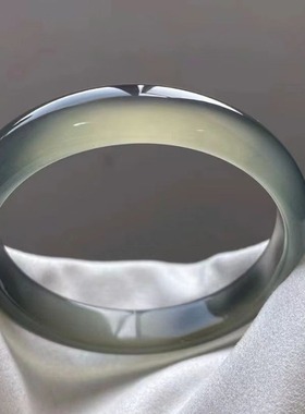 天然高冰种库里蓝玛瑙手镯转运冰透玉镯玉石玉髓女镯子