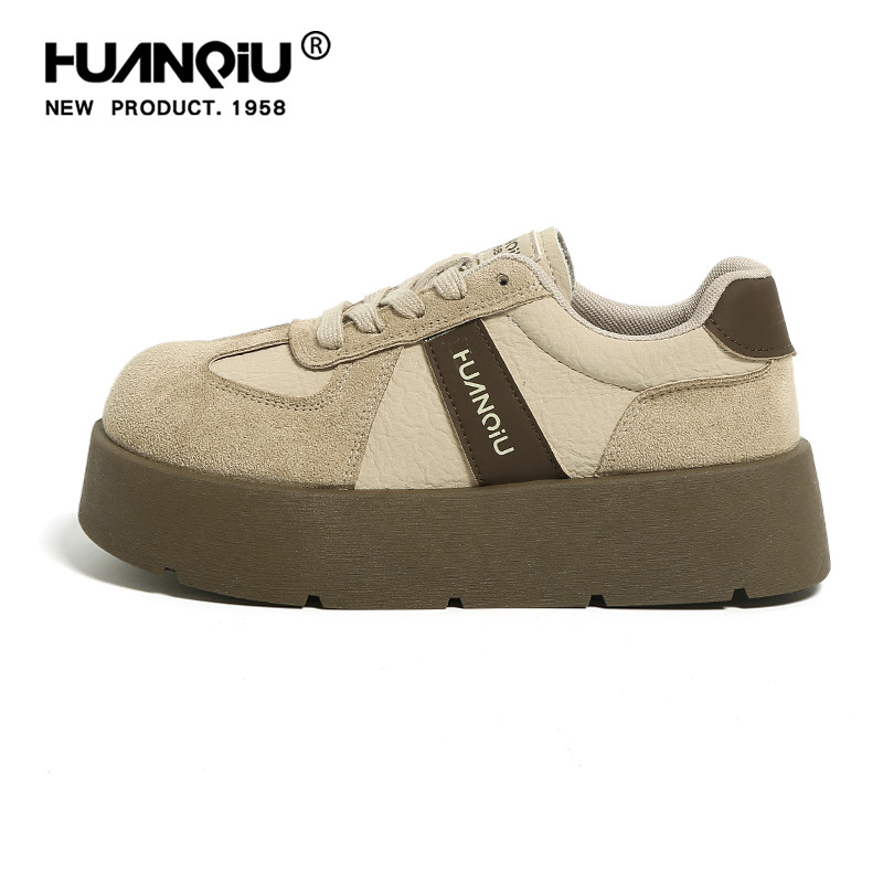 环球厚底德训鞋女款2025新款秋季韩版面包鞋小众拼色运动休闲板鞋,淘宝优惠券,粉丝福利购,淘宝优惠卷