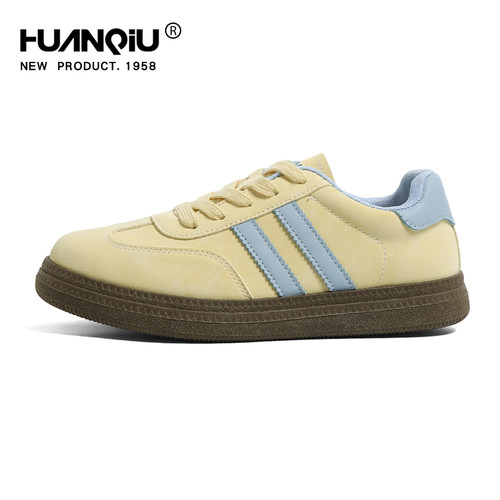 环球黄色德训鞋女2026春季新款超好看鞋子女休闲舒适学生运动板鞋 - 图0