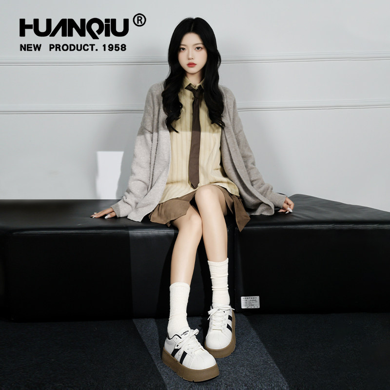 环球丑萌大头德训鞋女2026春季新款厚底增高鞋休闲小白鞋运动板鞋,淘宝优惠券,粉丝福利购,淘宝优惠卷