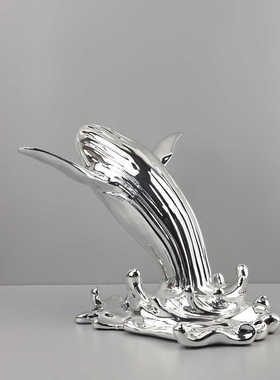 创意海豚动物艺术雕塑鲸鱼摆件