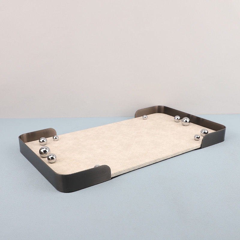 简约金属皮革托盘摆件酒店样板间家居餐厅茶几桌面收纳果盘香薰盘,淘宝优惠券,粉丝福利购,淘宝优惠卷