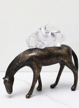 新中式动物马驮货玄关装饰品摆件