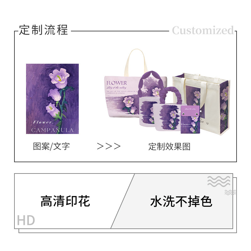 联名紫铃兰大容量女小众软软帆布包 印你所想家居女士包袋