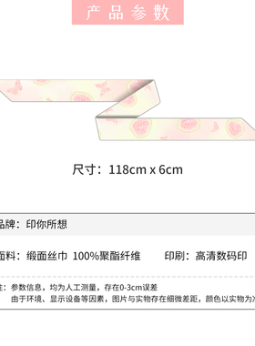 印你所想原创粉果栖蝶长飘带丝巾系脖高级感绑发颈饰绑包腰带