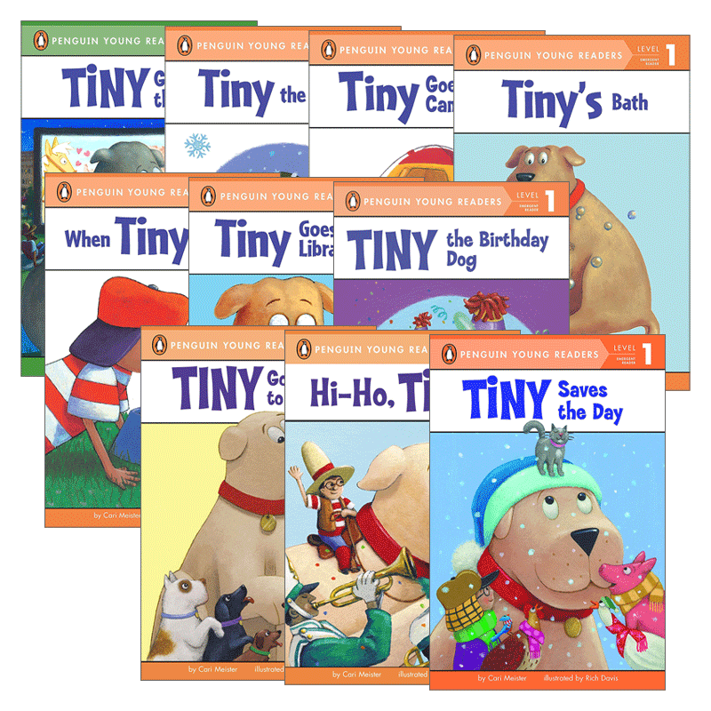 英文原版 Penguin Young Readers Tiny 企鹅青少分级阅读1、2级 泰尼系列10册 泰尼去图书馆/露营/看电影 英文版 进口英语原版书籍