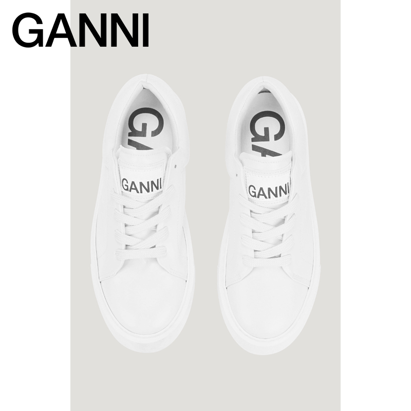 【甄选折扣】GANNI Sporty Mix白色系带运动板鞋小白鞋 S1789135 - 图3