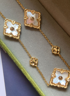 意式手工红玛瑙贝母镶钻手链