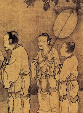 宋人画问喘图高清微喷宋元人物画临摹绢布画稿传统人物画教学范本