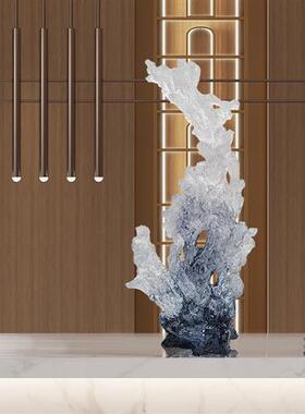 现代新中式透明树脂抽象雕塑太湖石摆件酒店家居客厅软装饰工艺品