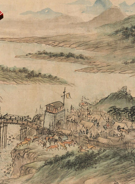 明黄向坚万里寻亲图国画微喷临摹