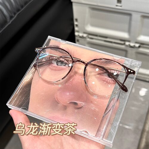 韩系高质感冷茶棕眼镜超轻文艺斯文镜框配高度数不显厚近视镜良也 - 图2