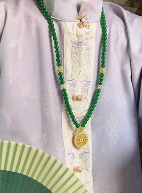 古风汉服压襟串珠吊坠项链批发新中式马面裙背云软璎珞配饰首饰女