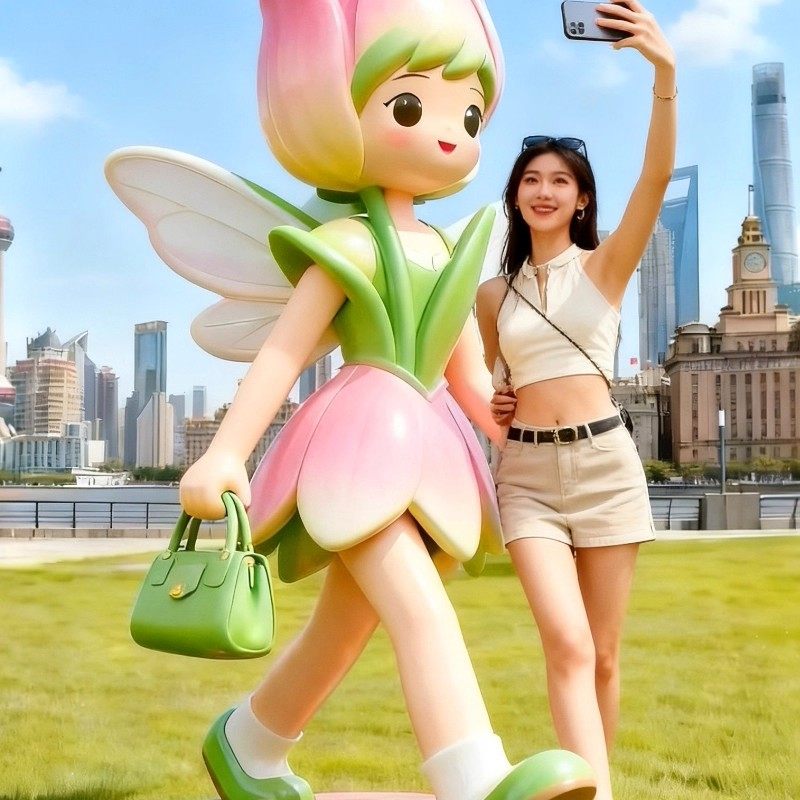 创意购物袋花仙子花束玻璃钢雕塑户外广场公园商场美陈装饰大摆件,淘宝优惠券,粉丝福利购,淘宝优惠卷