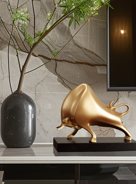 金色牛摆件客厅办公室免费刻字