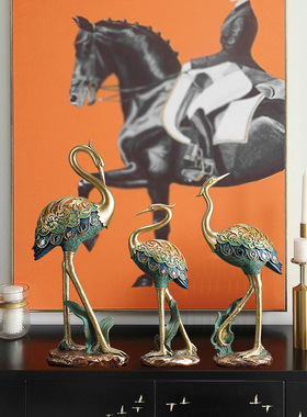 欧式手工彩绘仙鹤客厅装饰品摆件