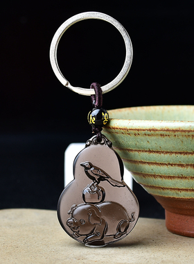 2026年属虎吉祥物喜柿连猪吉宏吊坠生肖虎平安护身符黑曜石挂件饰