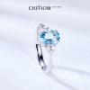 Natural aquamarine, glue-free, dye-free cultured diamond S925 silver plated 18k gold jewelry-grade jewelry ring