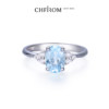 Natural aquamarine, glue-free, dye-free cultured diamond S925 silver plated 18k gold jewelry-grade jewelry ring