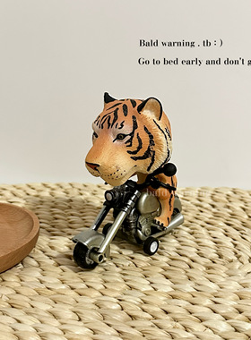 无聊了看看小老虎骑野摩托！