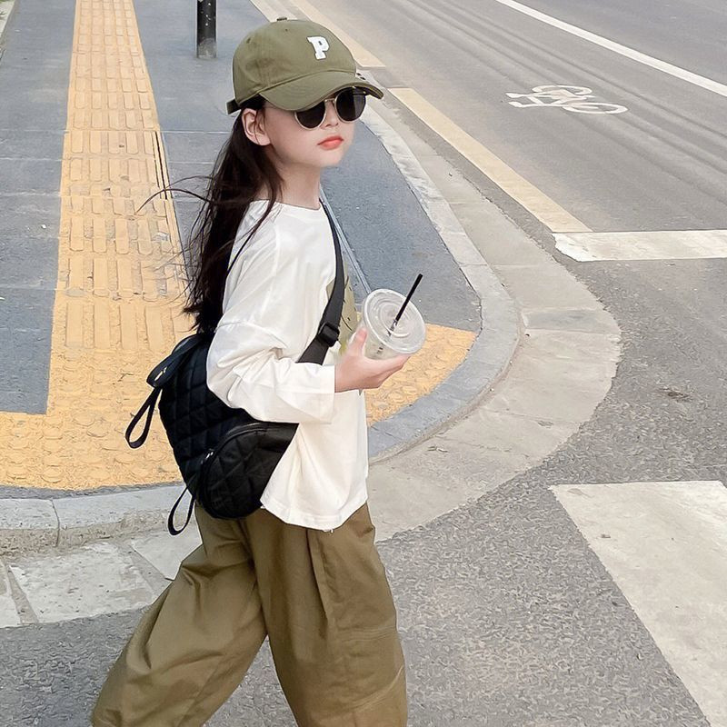 女童圆领长袖T恤白色2025春装新款儿童韩版洋气纯棉打底衫上衣潮,淘宝优惠券,粉丝福利购,淘宝优惠卷