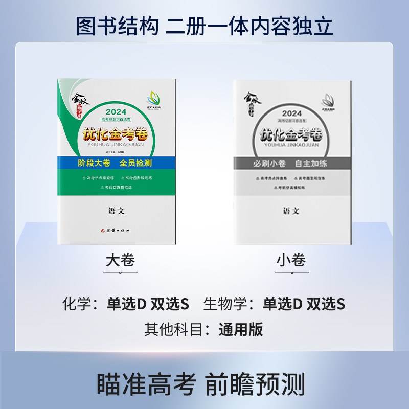 2024新版优化金考卷 阶段大卷全员检测 新教材新高考 语文数学英语物理化学生史地政瞄准高考前瞻预测正禾大 全国通用高考总复习 - 图1