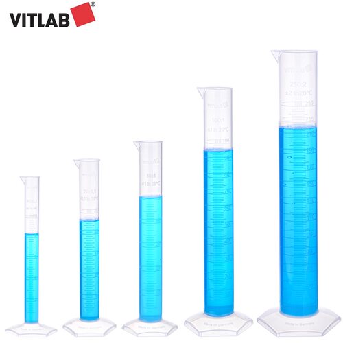 塑料刻度量筒A级PMP高透明附KB证书B级PP量筒VITLAB 10/25/50/100/250/500/1000/2000ml塑料直筒量杯含票包邮 - 图3