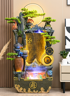 假山流水摆件循环水客厅招财鱼缸加湿器新款阳台鱼池风水轮造景