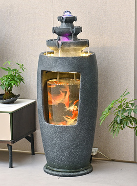 高山流水摆件循环水客厅招财鱼缸简约现代办公室生财加湿器风水轮