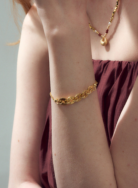 DINN DINN DESIGN新年限定系列碎碎冰钱币手链优雅设计感日常金色