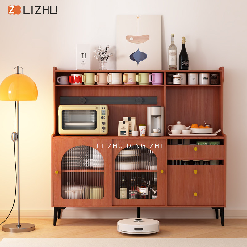 北欧餐边柜小户型中古风客厅靠墙复古高柜茶水柜储物简约酒柜定制 - 图2