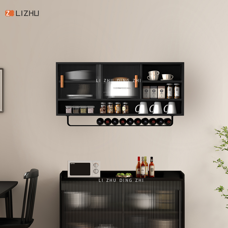 北欧吊柜墙壁柜现代简约餐边柜客厅挂墙式茶水储物柜2025新款定制 - 图0