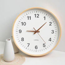 2023 clock-day style solid wood Nordic home modern minimalist living-room clock hanging bell Atmosphere hanging wall muted Japan