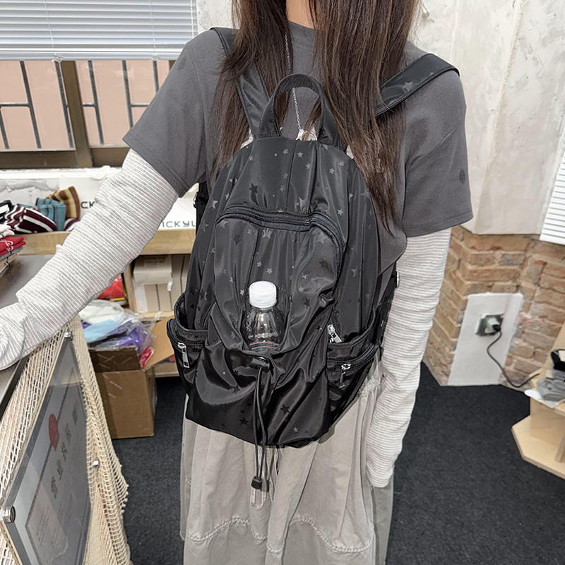 Unique blue原创星星多口袋书包女休闲学院风背包高中学生双肩包,淘宝优惠券,粉丝福利购,淘宝优惠卷