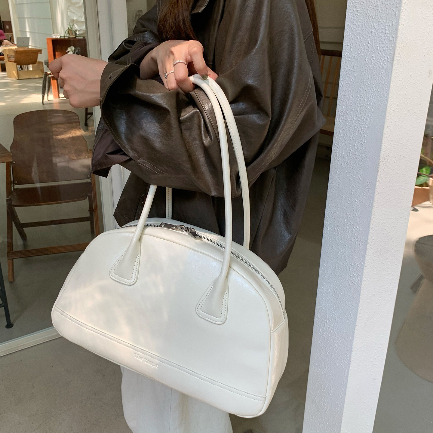 Unique blue韩版ins复古保龄球包手提包休闲腋下单肩包通勤包女包,淘宝优惠券,粉丝福利购,淘宝优惠卷