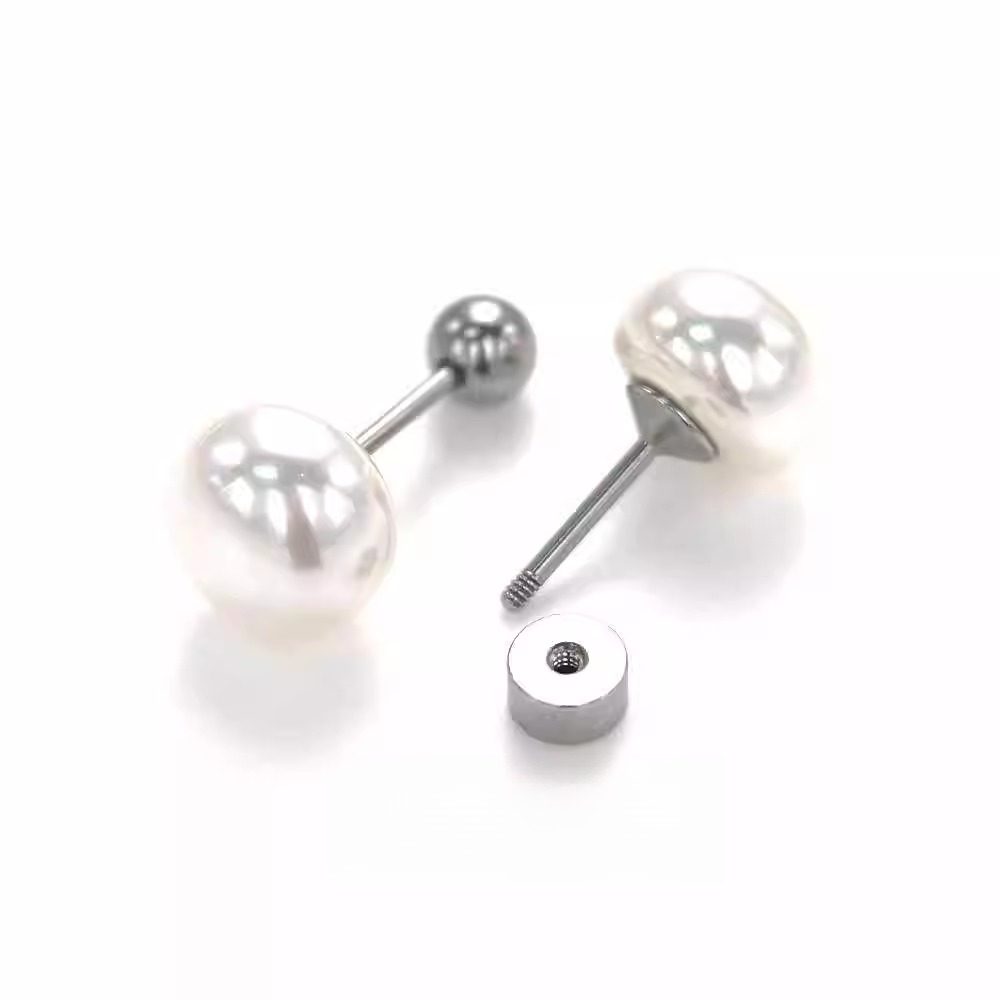 F136钛合金施家馒头珍珠耳钉外螺纹细针拧螺丝防过敏养耳洞耳蜗钉,淘宝优惠券,粉丝福利购,淘宝优惠卷